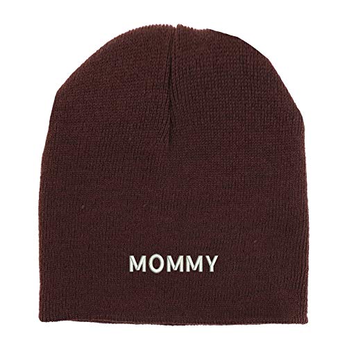Trendy Apparel Shop Mommy Embroidered Made in USA Short Acrylic Knit Winter Beanie Hat