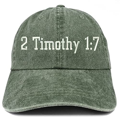 Trendy Apparel Shop 2 Timothy 1: 7 Washed Pigment Dyed Baseball Cap