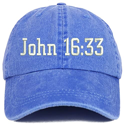 Trendy Apparel Shop John 16:33 Washed Pigment Dyed Baseball Cap