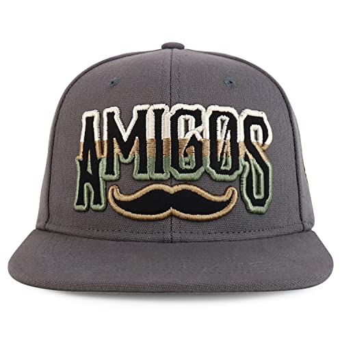 Trendy Apparel Shop Amigo Mustache 3D Embroidered Flatbill Snapback Cap