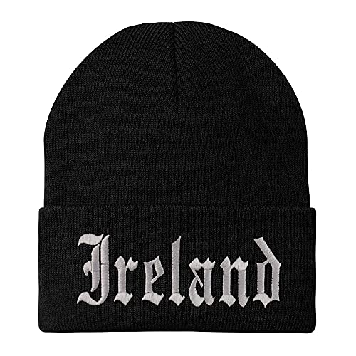 Trendy Apparel Shop Ireland Old English Embroidered Long Cuff Beanie