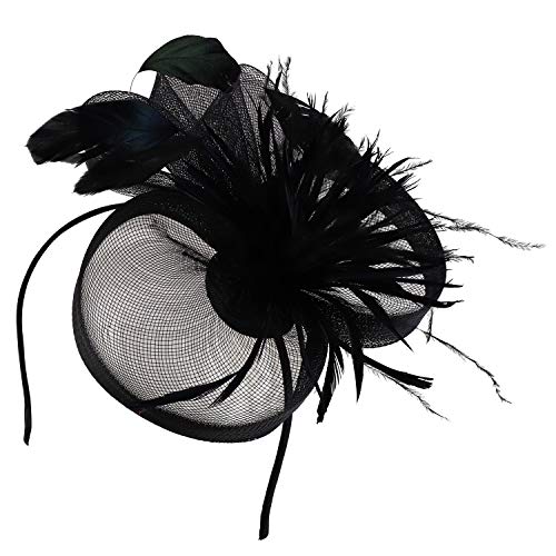 Trendy Apparel Shop Tall Feather Accented Netting Fascinator Headband