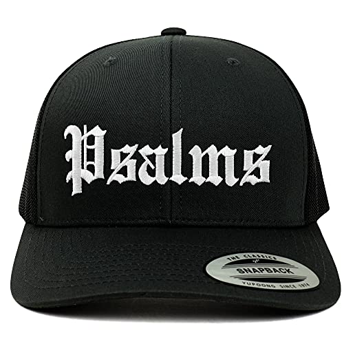 Trendy Apparel Shop Psalms Old English 6 Panel Trucker Mesh Cap