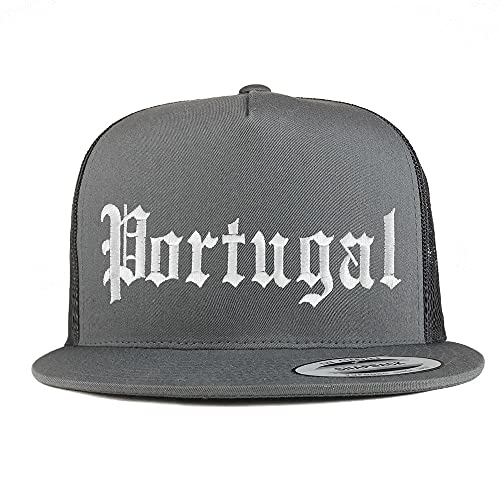 Trendy Apparel Shop Portugal Old English 5 Panel Flatbill Trucker Cap