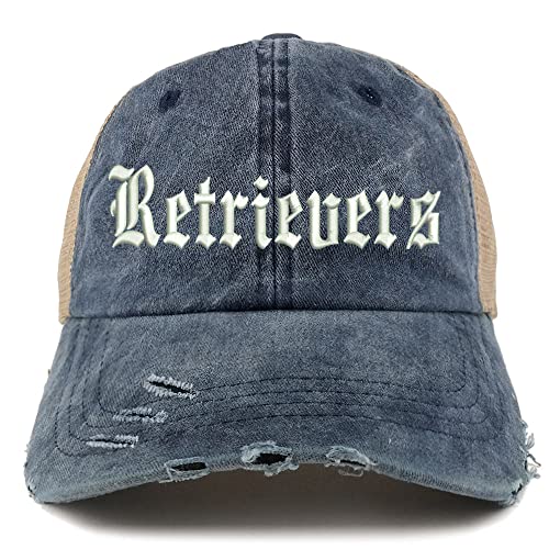 Trendy Apparel Shop Old English Retrivers Frayed Bill Trucker Mesh Back Cap