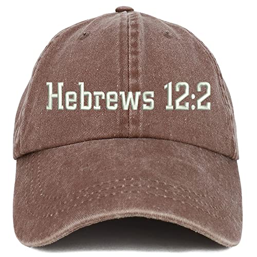 Trendy Apparel Shop Hebrews 12:2 Washed Pigment Dyed Baseball Cap