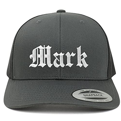 Trendy Apparel Shop Mark Old English 6 Panel Trucker Mesh Cap
