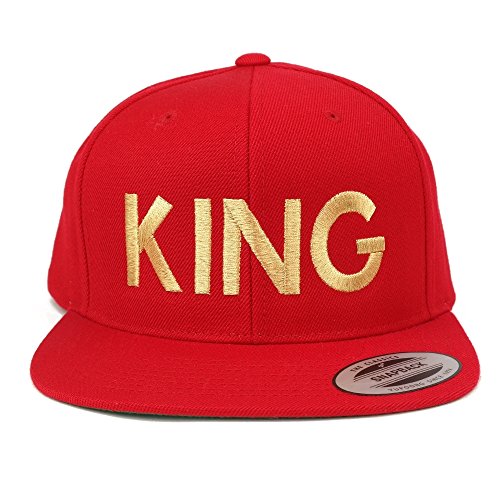 Trendy Apparel Shop Flexfit King Metallic Gold Embroidered Flat Bill Snapback Cap