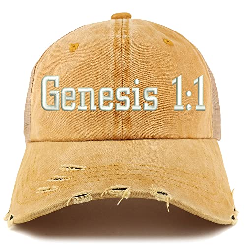 Trendy Apparel Shop Genesis 1:1 Frayed Bill Trucker Mesh Back Cap