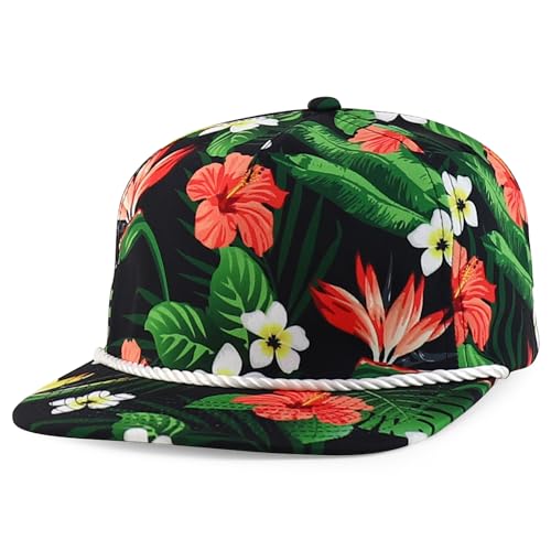 Trendy Apparel Shop Floral Print Unstructured 5 Panel Flatbill Rope Baseball Cap