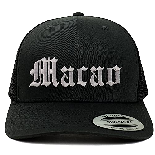 Trendy Apparel Shop Macao Old English 6 Panel Trucker Mesh Cap