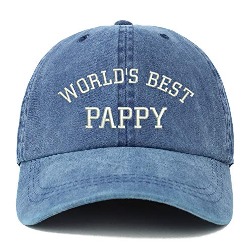 Trendy Apparel Shop XXL World's Best Pappy Embroidered Unstructured Washed Pigment Dyed Baseball Cap