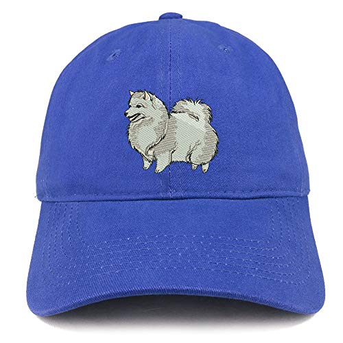 Trendy Apparel Shop Spitz Dog Embroidered Soft Crown 100% Brushed Cotton Cap