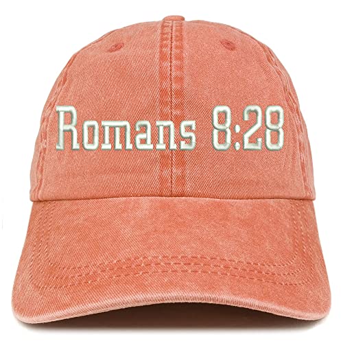 Trendy Apparel Shop Romans 8:28 Washed Pigment Dyed Baseball Cap