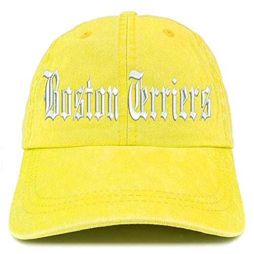 Trendy Apparel Shop Old English Boston Terriers Washed Pigment Dyed Baseball Cap