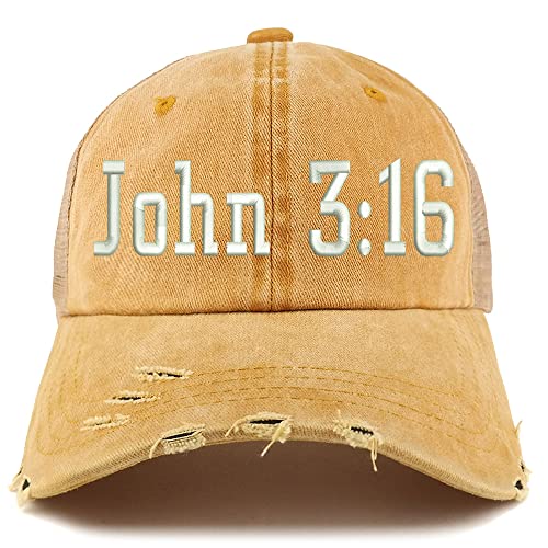 Trendy Apparel Shop John 3:16 Frayed Bill Trucker Mesh Back Cap