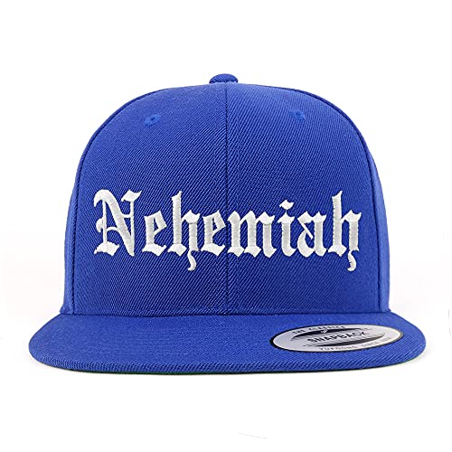 Trendy Apparel Shop Nehemiah Old English Embroidered Flatbill Snapback