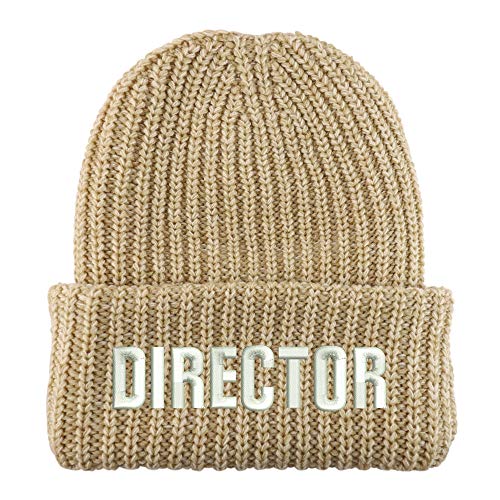 Trendy Apparel Shop Director Embroidered Long Cuffed Thick Ribbed Knit Beanie