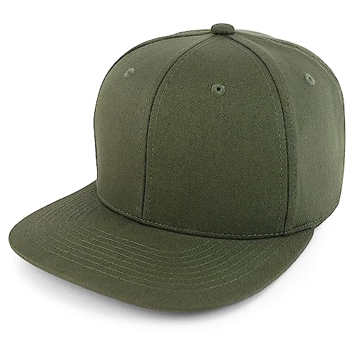 Trendy Apparel Shop 100% Cotton Plain Structured 6 Panels Flatbill Snapback Baseball Cap