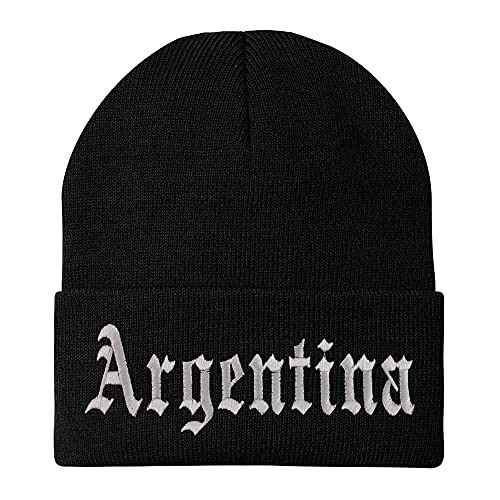 Trendy Apparel Shop Argentina Old English Embroidered Long Cuff Beanie