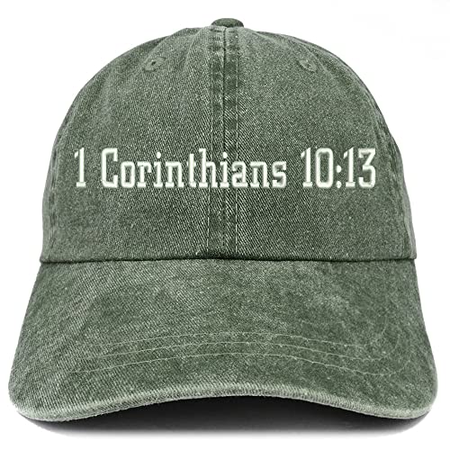 Trendy Apparel Shop 1 Corinthians 10:13 Washed Pigment Dyed Baseball Cap