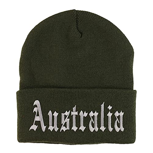 Trendy Apparel Shop Australia Old English Embroidered Long Cuff Beanie