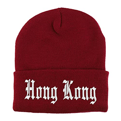 Trendy Apparel Shop Hong Kong Old English Embroidered Long Cuff Beanie