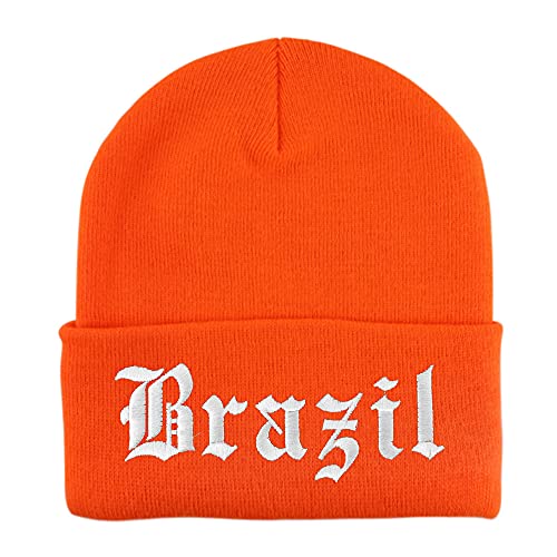 Trendy Apparel Shop Brazil Old English Embroidered Long Cuff Beanie
