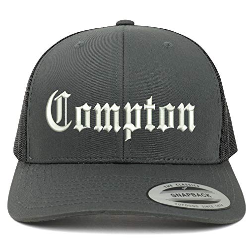 Trendy Apparel Shop Flexfit Compton Retro Trucker Mesh Cap