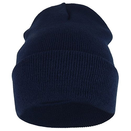 Trendy Apparel Shop Plain Long Cuff Winter Acrylic Beanie Cap