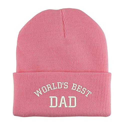Trendy Apparel Shop World's Best Dad Embroidered Made in USA Cuff Folded Acylic Knit Winter Beanie Hat