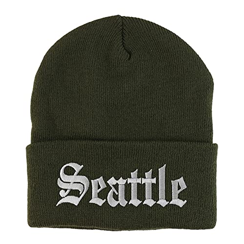 Trendy Apparel Shop Seattle Old English Embroidered Long Cuff Beanie