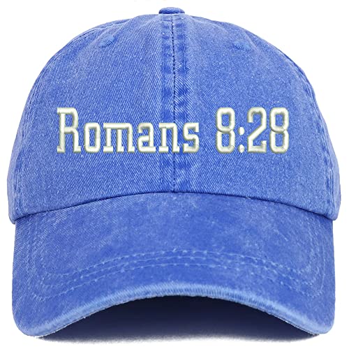 Trendy Apparel Shop Romans 8:28 Washed Pigment Dyed Baseball Cap