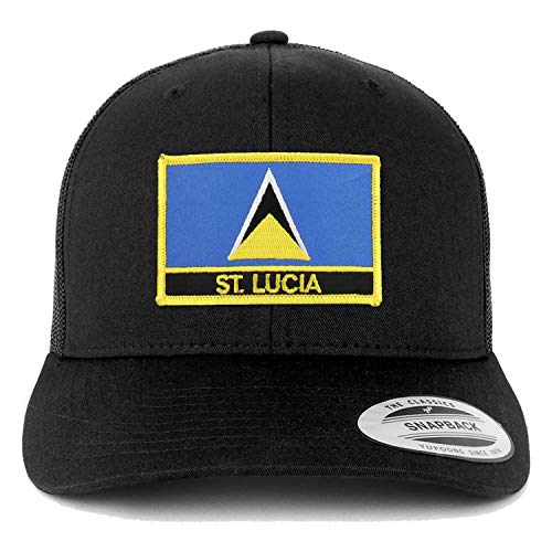 Trendy Apparel Shop St. Lucia Flag Patch Retro Trucker Mesh Cap
