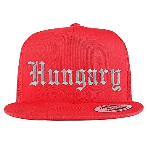 Trendy Apparel Shop Hungary Old English 5 Panel Flatbill Trucker Cap