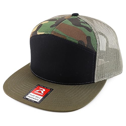 Trendy Apparel Shop Structured High Profile 7 Panel Flat Bill Mesh Back Snapback Cap