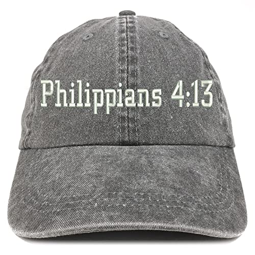 Trendy Apparel Shop Philippians 4:13 Washed Pigment Dyed Baseball Cap