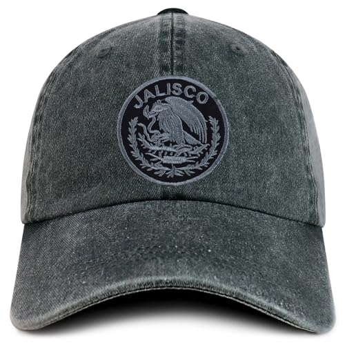 Trendy Apparel Shop Jalisco Mexico Charcoal Embroidered Patch Pigment Dyed Washed Baseball Cap