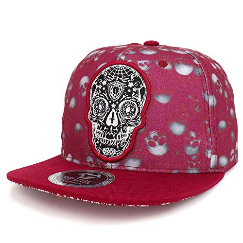 Trendy Apparel Shop Dia de Los Muertos Day of Dead Skull Embroidery Snapback Cap