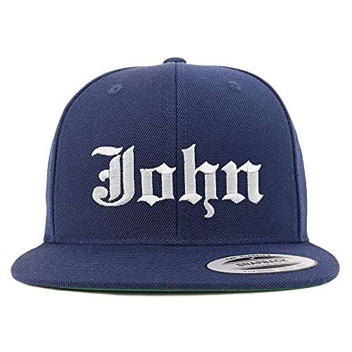 Trendy Apparel Shop John Old English Embroidered Flatbill Snapback
