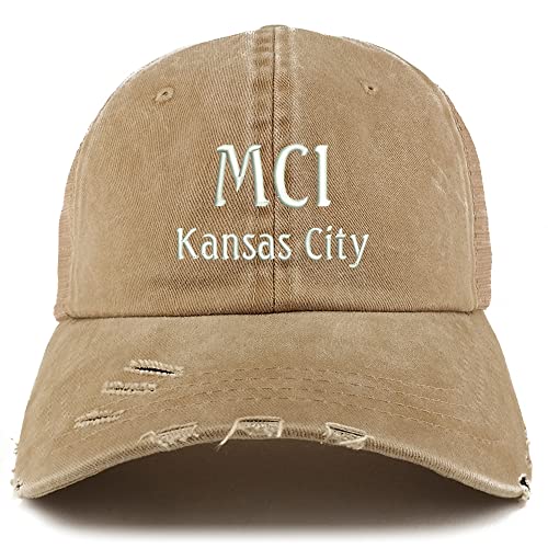 Trendy Apparel Shop MCL Kansas City Embroidered Frayed Bill Trucker Mesh Back Cap