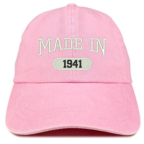 Trendy Apparel Shop Made in 1941 Embroidered 80th Birthday Washed Baseball Cap
