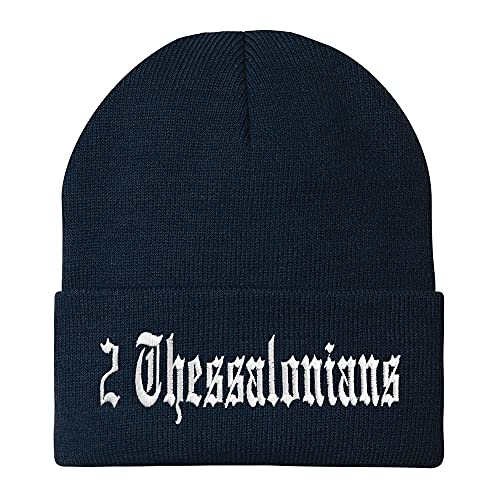 Trendy Apparel Shop 2 Thessalonians Old English Embroidered Long Cuff Beanie