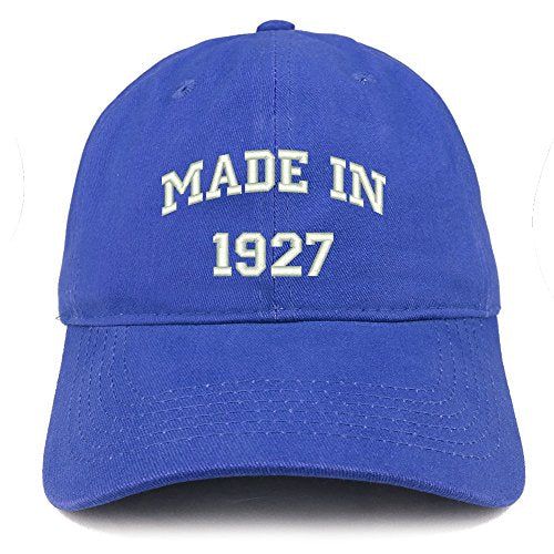 Trendy Apparel Shop Made in 1927 Text Embroidered 94th Birthday Brushed Cotton Cap