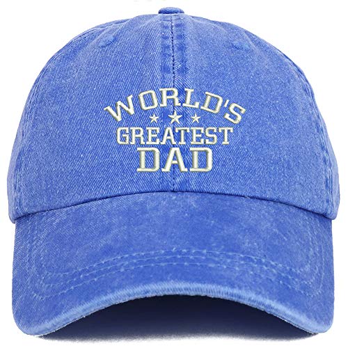 Trendy Apparel Shop World's Greatest Dad Embroidered Washed Cotton Adjustable Cap