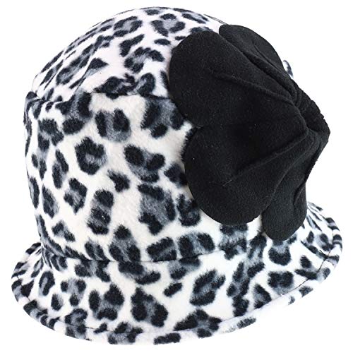 Trendy Apparel Shop Women's Cheetah Designed Polar Fleece Flower Bucket Hat