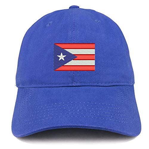 Trendy Apparel Shop Puerto Rico Flag Embroidered Soft Crown 100% Brushed Cotton Cap