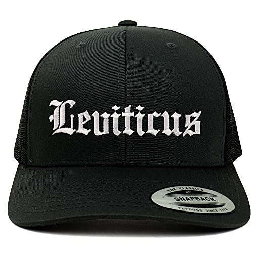 Trendy Apparel Shop Leviticus Old English 6 Panel Trucker Mesh Cap