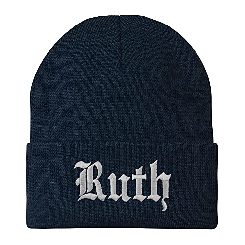 Trendy Apparel Shop Ruth Old English Embroidered Long Cuff Beanie