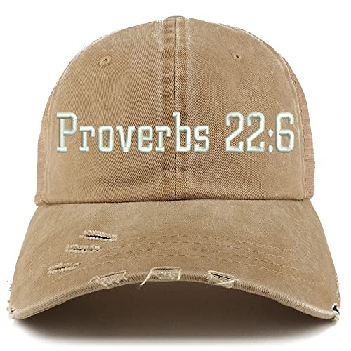 Trendy Apparel Shop Proverbs 22: 6 Frayed Bill Trucker Mesh Back Cap